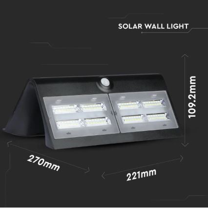 LED Solární nástěnné svítidlo se senzorem LED/7W/3,7V 4000K IP65 černá