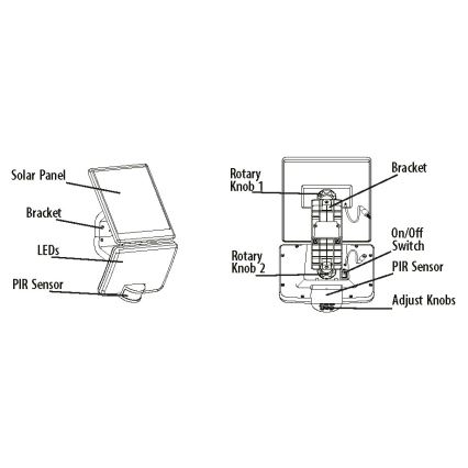 LED Solární nástěnné svítidlo se senzorem LED/8W/3,7V 2000 mAh IP54