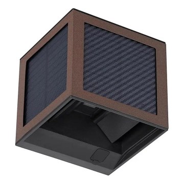 LED Solární nástěnné svítidlo se senzorem LED/9W/3,7V 3000/4000/6000K IP65 2600 mAh hnědá