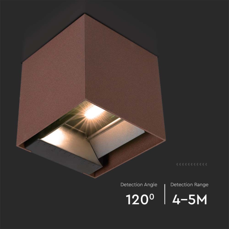 LED Solární nástěnné svítidlo se senzorem LED/9W/3,7V IP65 4000K 2600 mAh hnědá