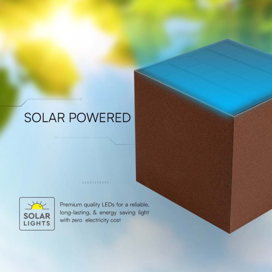 LED Solární nástěnné svítidlo se senzorem LED/9W/3,7V IP65 4000K 2600 mAh hnědá