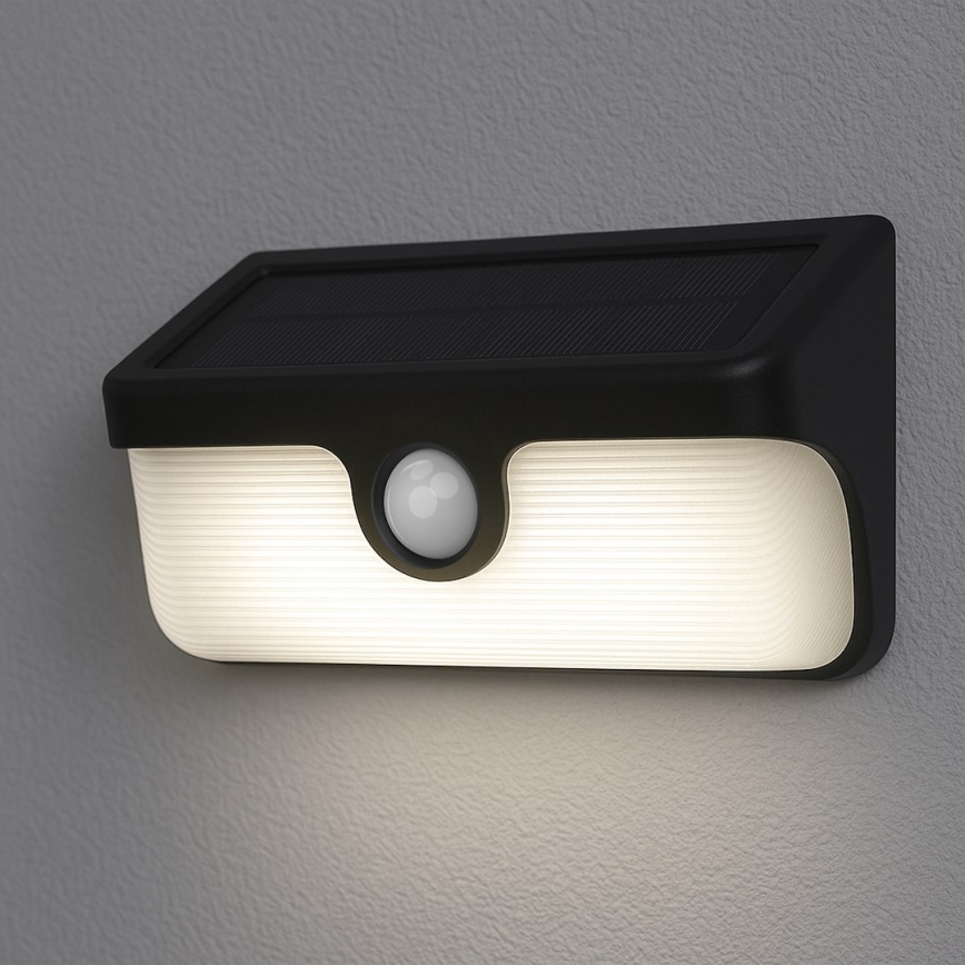 LED Solární nástěnné svítidlo se senzorem LINK LED/5W/3,7V 2000 mAh IP65 černá