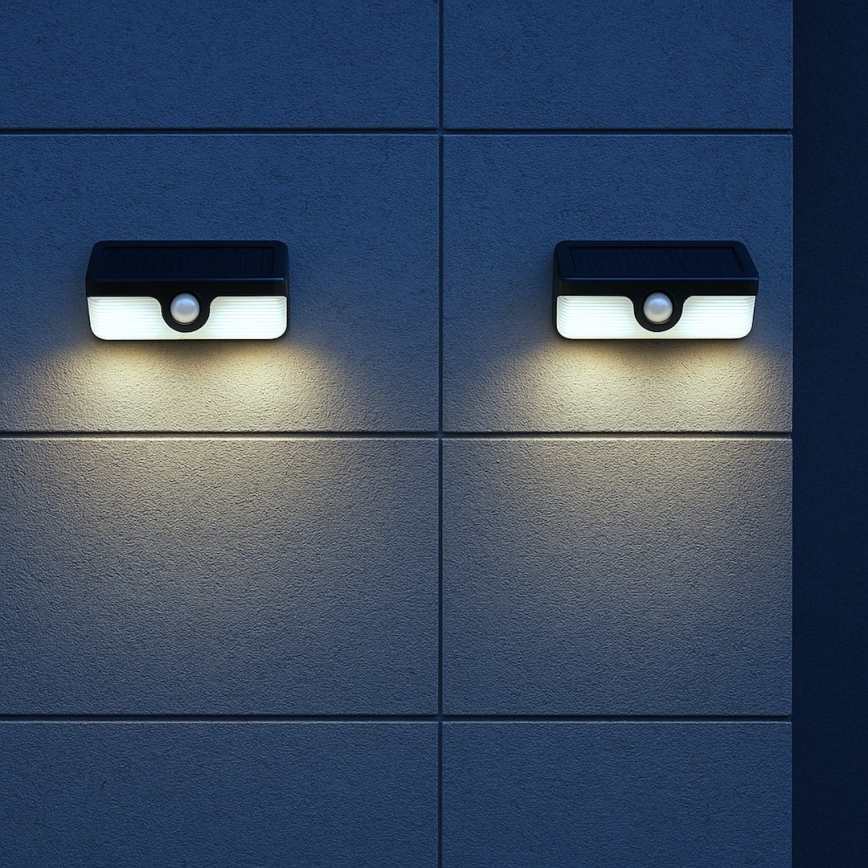 LED Solární nástěnné svítidlo se senzorem LINK LED/5W/3,7V 2000 mAh IP65 černá