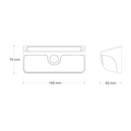 LED Solární nástěnné svítidlo se senzorem LINK LED/5W/3,7V 2000 mAh IP65 černá