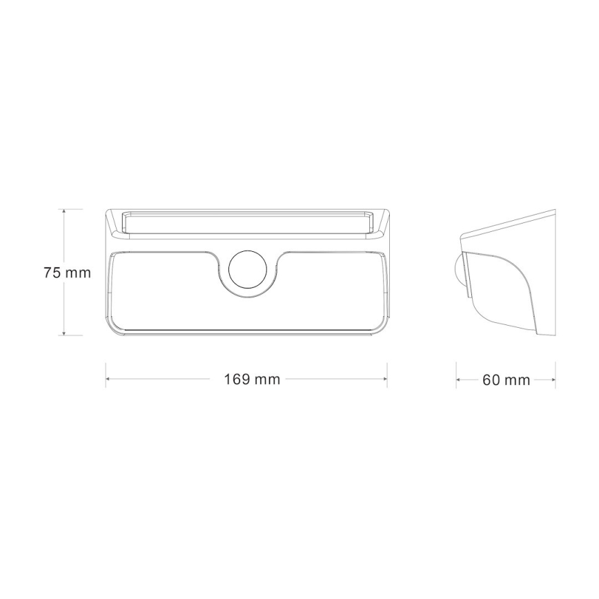 LED Solární nástěnné svítidlo se senzorem LINK LED/5W/3,7V 2000 mAh IP65 černá