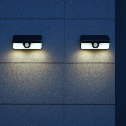 LED Solární nástěnné svítidlo se senzorem LINK LED/5W/3,7V IP65 černá