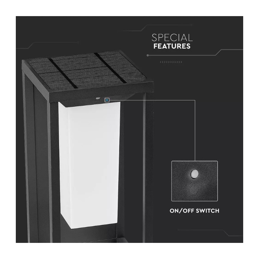 LED Solární nástěnné svítidlo se senzorem SAMSUNG CHIP LED/2W/3,7V IP65