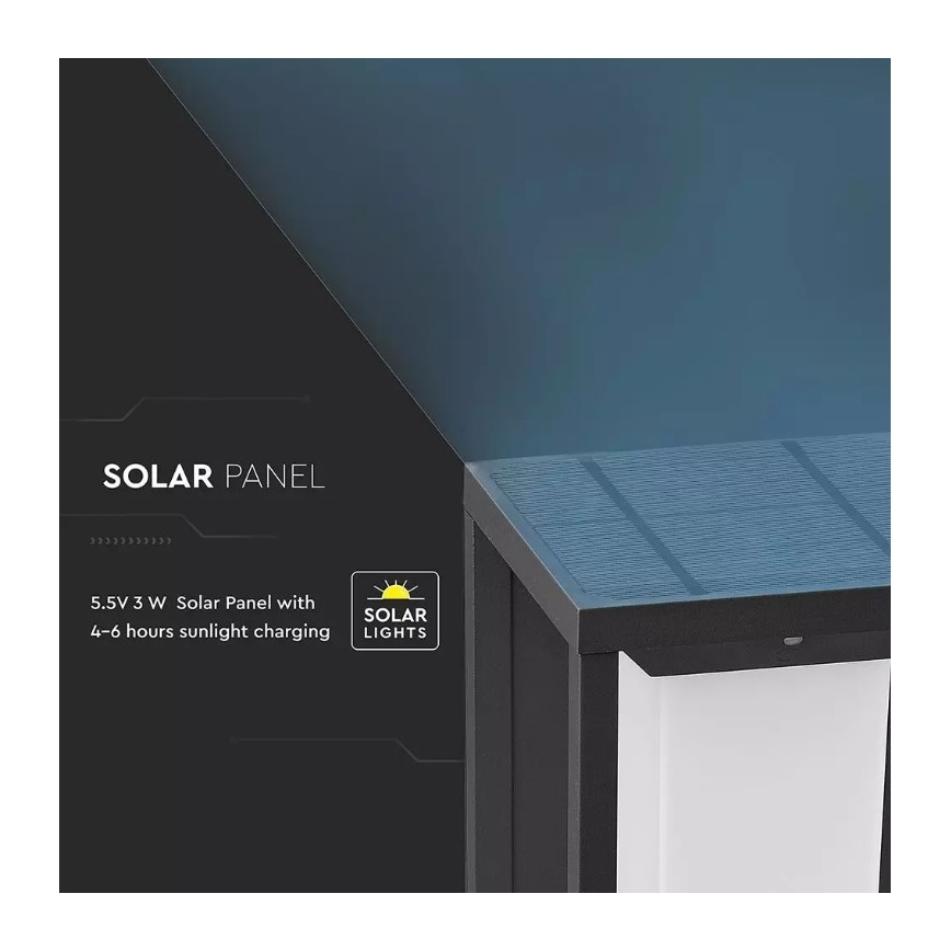 LED Solární nástěnné svítidlo se senzorem SAMSUNG CHIP LED/2W/3,7V IP65