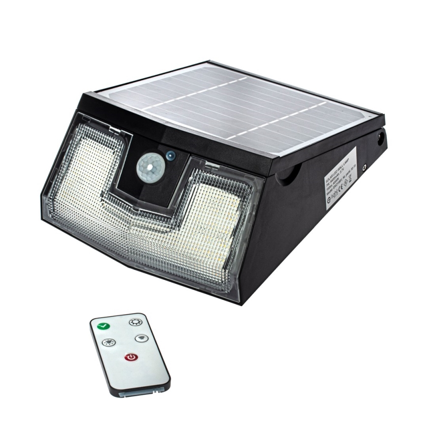 LED Solární nástěnné svítidlo se senzorem pohybu a soumraku TRANSFORMER LED/7W/3,7V IP65 + dálkové ovládání
