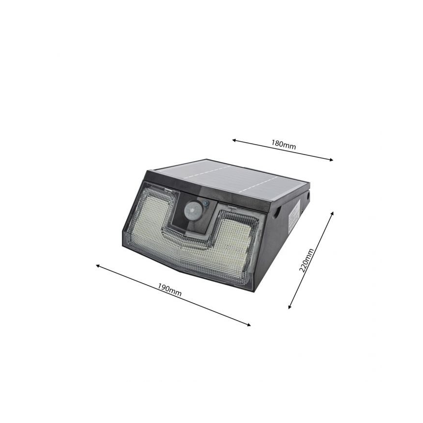 LED Solární nástěnné svítidlo se senzorem pohybu a soumraku TRANSFORMER LED/7W/3,7V IP65 + dálkové ovládání