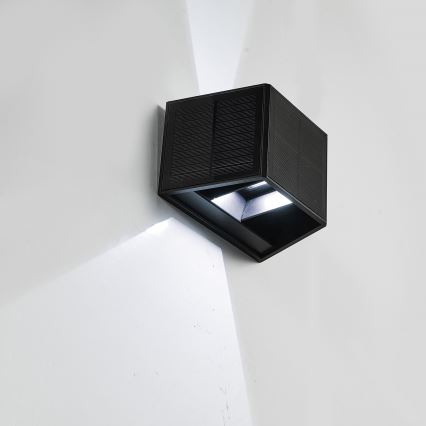 LED Solární nástěnné svítidlo WINGS LED/2W/1300 mAh 3,7V 6000K IP54 černá