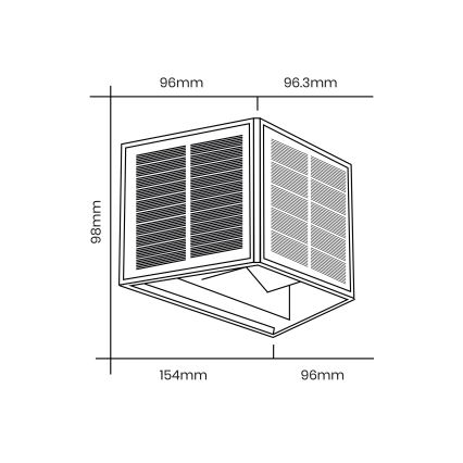 LED Solární nástěnné svítidlo WINGS LED/2W/1300 mAh 3,7V 6000K IP54 černá