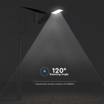 LED Stmívatelná solární pouliční lampa SAMSUNG CHIP LED/50W/6,4V 4000K IP65 + dálkové ovládání