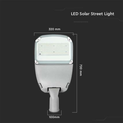 LED Stmívatelná solární pouliční lampa SAMSUNG CHIP LED/50W/6,4V 4000K IP65 + dálkové ovládání