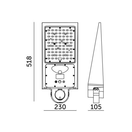LED Stmívatelná solární pouliční lampa se senzorem STREET LED/30W/9,6V 3000/4000K 6000 mAh IP65 + dálkové ovládání