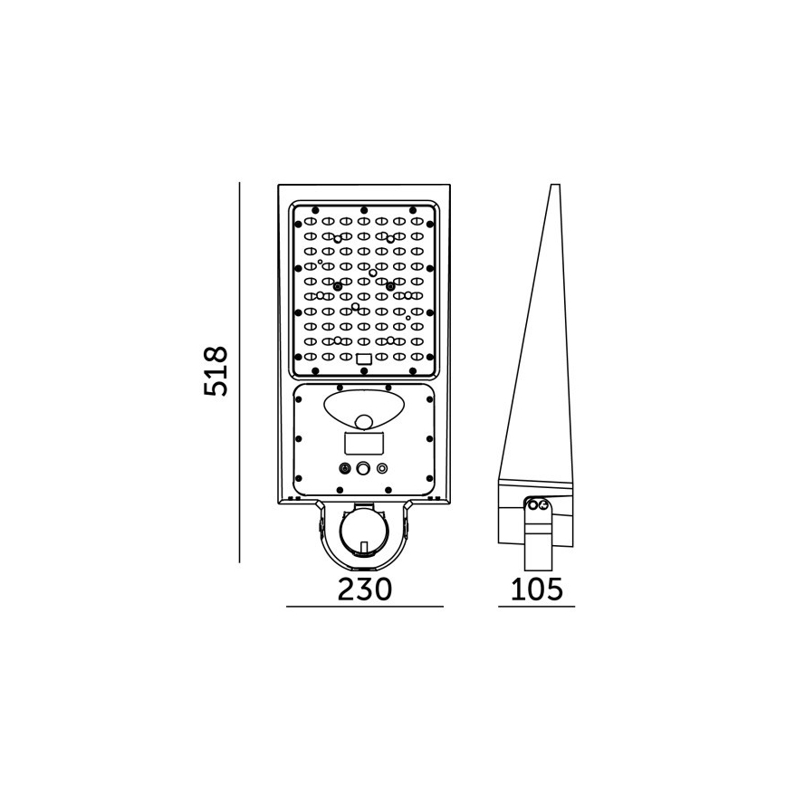 LED Stmívatelná solární pouliční lampa se senzorem STREET LED/30W/9,6V 3000/4000K 6000 mAh IP65 + dálkové ovládání