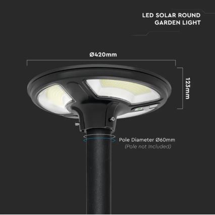 LED Solární pouliční lampa se senzorem LED/10W/3,2V 6500K IP65 + dálkové ovládání