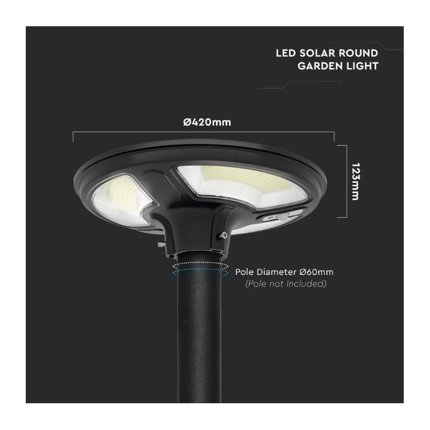 LED Solární pouliční lampa se senzorem LED/10W/3,2V 6500K IP65 + dálkové ovládání