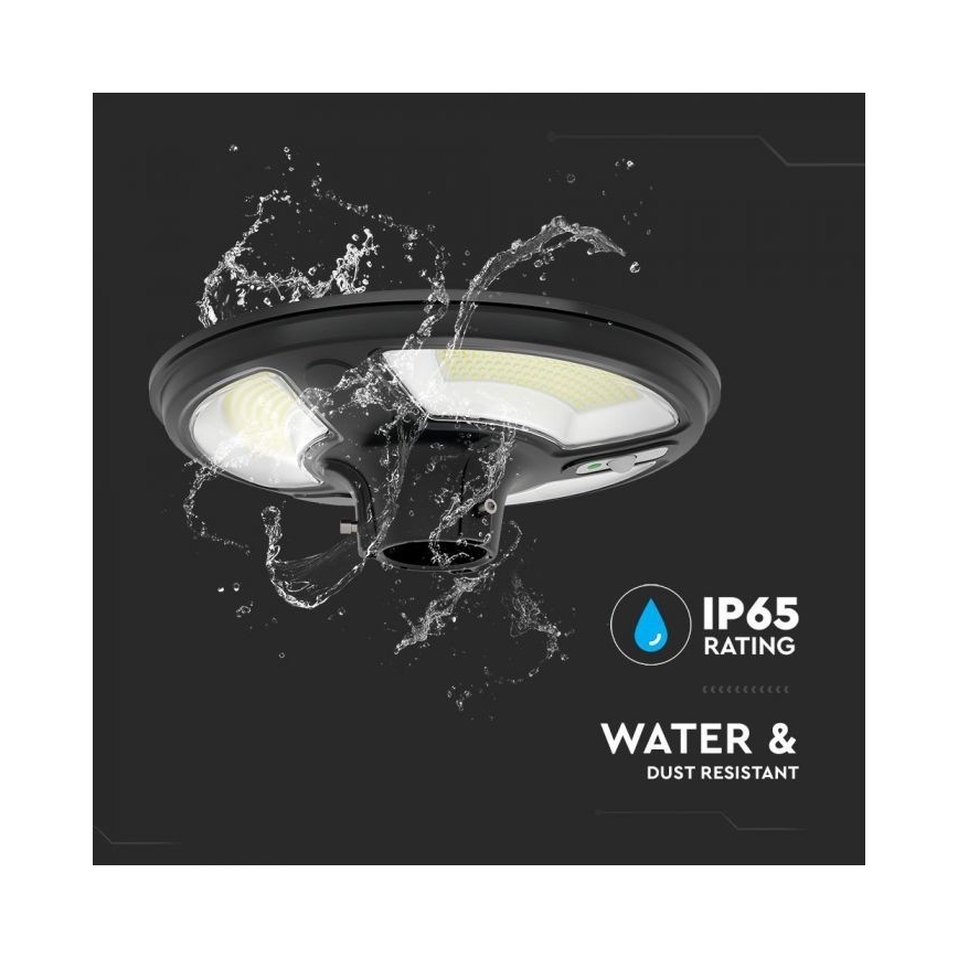 LED Solární pouliční lampa se senzorem LED/10W/3,2V IP65 4000K 15000 mAh + dálkové ovládání