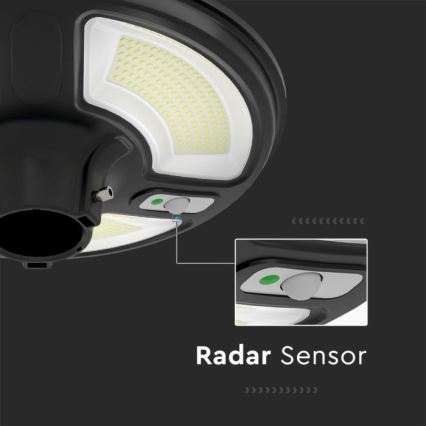 LED Solární pouliční lampa se senzorem LED/10W/3,2V IP65 4000K 15000 mAh + dálkové ovládání