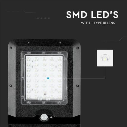 LED Solární pouliční lampa se senzorem LED/15W/7,4V 4000K IP65 10800 mAh
