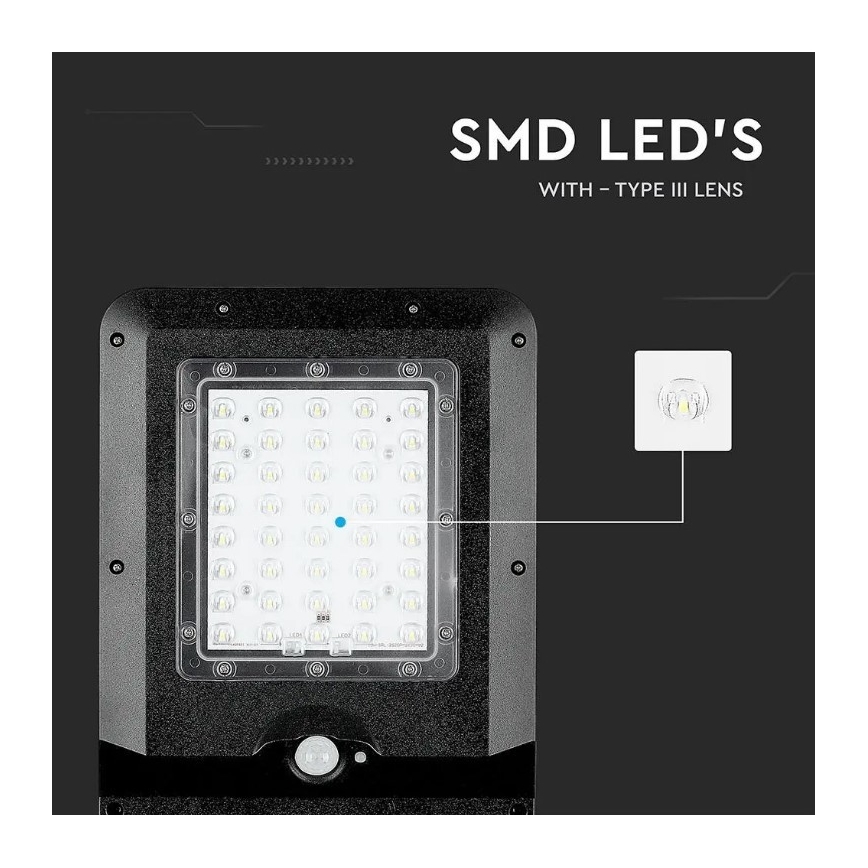 LED Solární pouliční lampa se senzorem LED/15W/7,4V 4000K IP65 10800 mAh