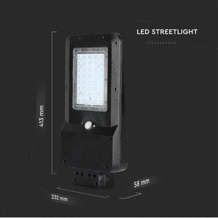 LED Solární pouliční lampa se senzorem LED/15W/7,4V 4000K IP65 10800 mAh