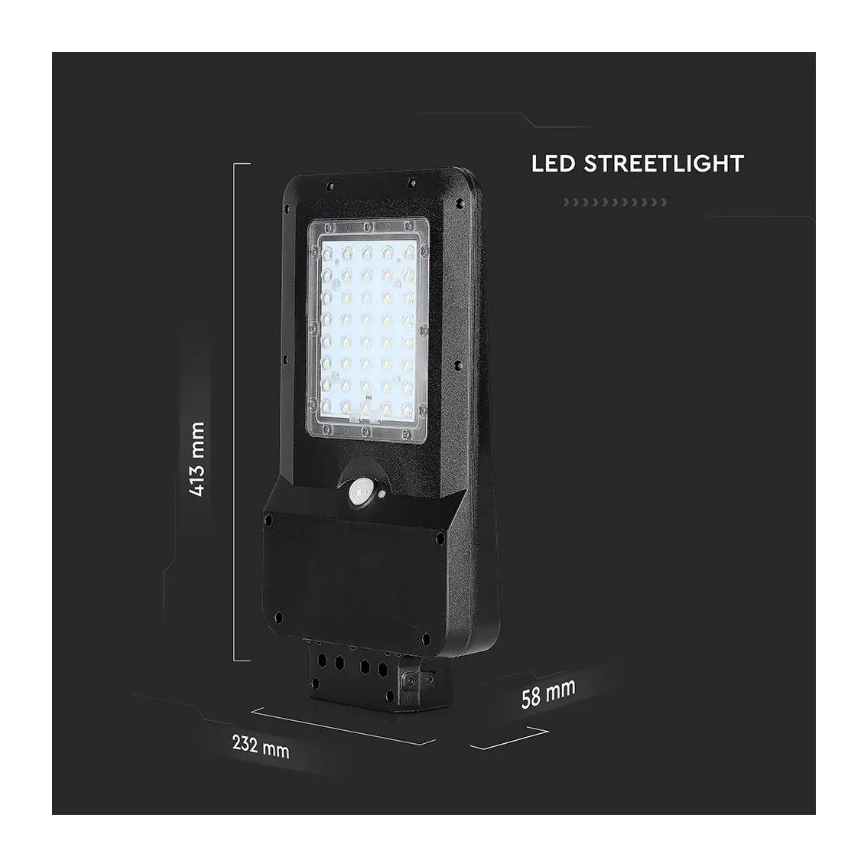LED Solární pouliční lampa se senzorem LED/15W/7,4V 4000K IP65 10800 mAh