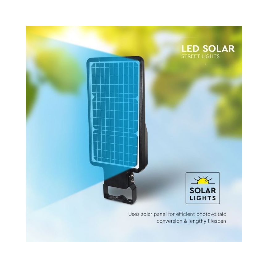 LED Solární pouliční lampa se senzorem LED/40W/9,6V IP65 6000K 12000 mAh + dálkové ovládání