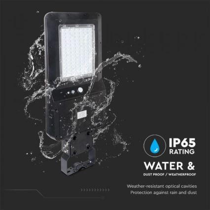 LED Solární pouliční lampa se senzorem LED/40W/9,6V IP65 6000K 12000 mAh + dálkové ovládání