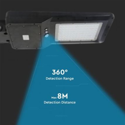 LED Solární pouliční lampa se senzorem LED/40W/9,6V IP65 6000K 12000 mAh + dálkové ovládání