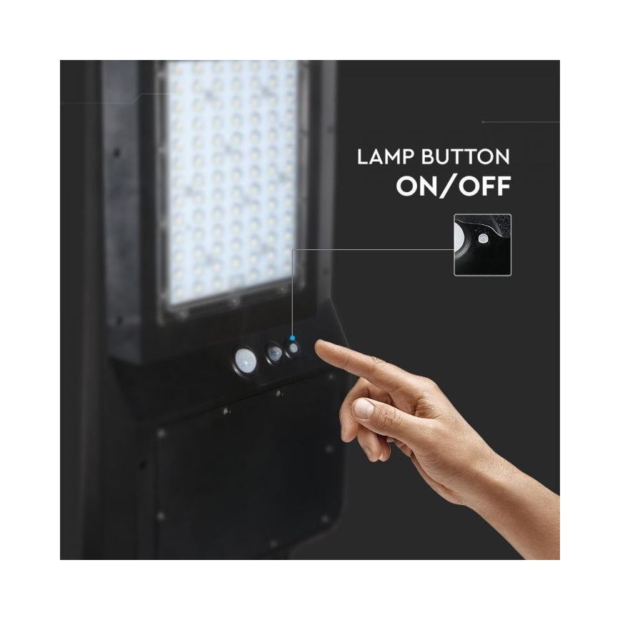 LED Solární pouliční lampa se senzorem LED/40W/9,6V IP65 6000K 12000 mAh + dálkové ovládání
