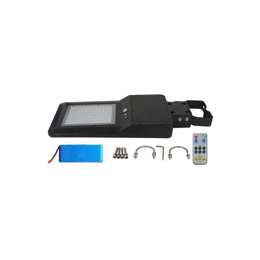 LED Solární pouliční lampa se senzorem LED/40W/9,6V IP65 6000K 12000 mAh + dálkové ovládání