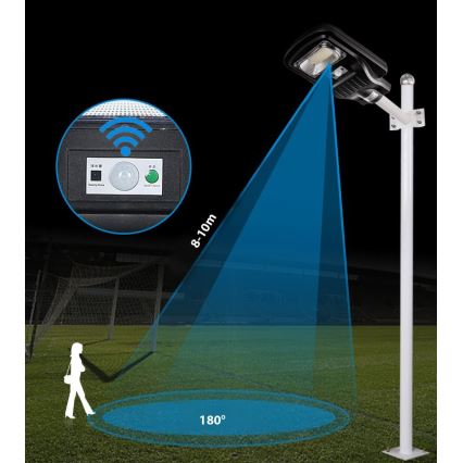 LED Stmívatelná solární pouliční lampa se senzorem LED/60W/6V 5500 mAh 6500K IP65 černá + dálkové ovládání