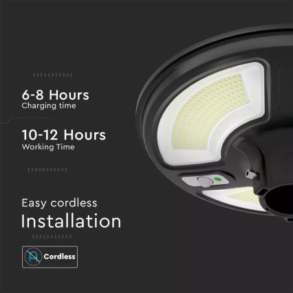 LED Solární pouliční lampa se senzorem LED/7,5W/3,2V IP65 4000K 15000 mAh + dálkové ovládání
