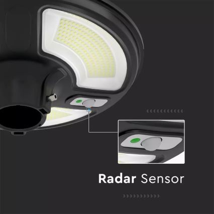 LED Solární pouliční lampa se senzorem LED/7,5W/3,2V IP65 4000K 15000 mAh + dálkové ovládání