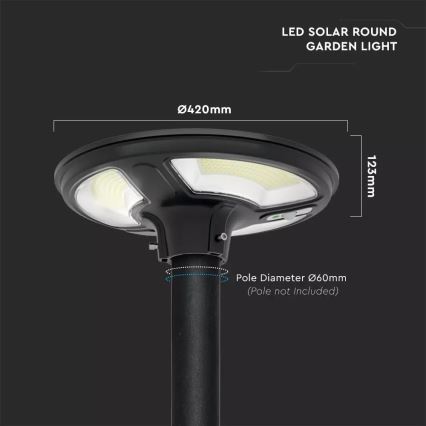 LED Solární pouliční lampa se senzorem LED/7,5W/3,2V IP65 4000K 15000 mAh + dálkové ovládání