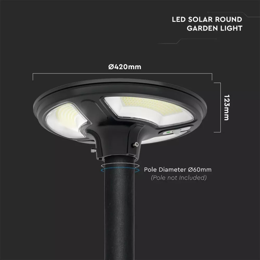 LED Solární pouliční lampa se senzorem LED/7,5W/3,2V IP65 4000K 15000 mAh + dálkové ovládání