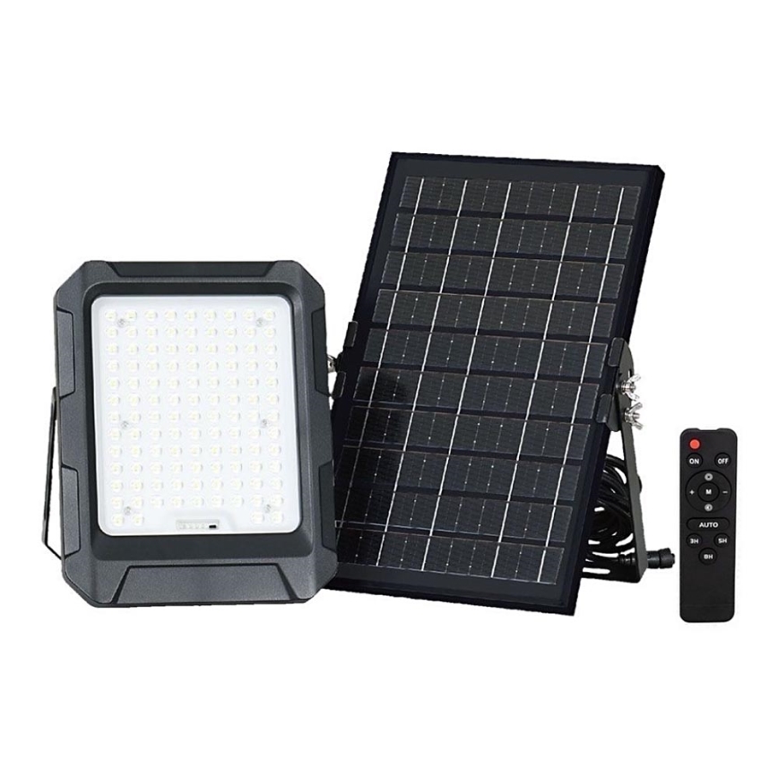 LED Solární reflektor LED/10W/3,7V IP65 4000K 8000 mAh černá + dálkové ovládání