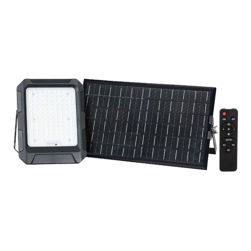 LED Solární reflektor LED/15W/3,7V IP65 4000K 12000 mAh černá + dálkové ovládání