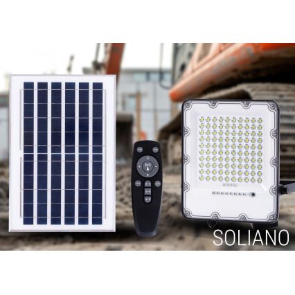 LED Venkovní stmívatelný solární reflektor LED/50W/3,2V 4500K IP65 černá + dálkové ovládání