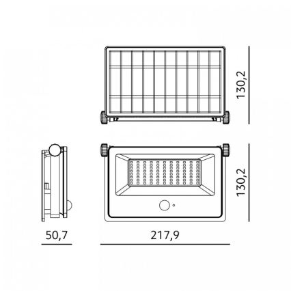 LED Solární reflektor se senzorem NCS G2 LED/30W/3,7V 3000/4000/6500K IP54 5200 mAh