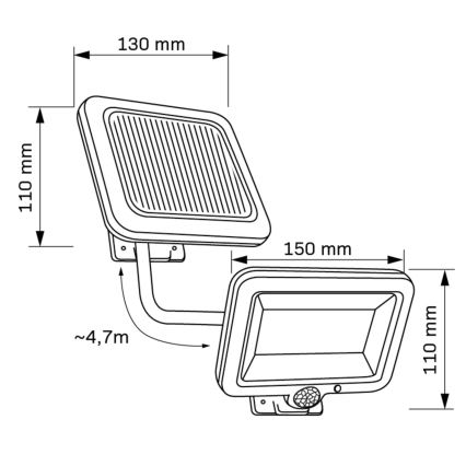 LED Solární reflektor se senzorem DUO LED/1W/3,7V IP44