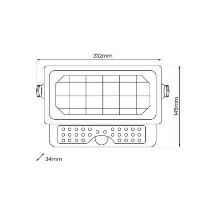 LED Solární reflektor se senzorem EPAD LED/5W/3000 mAh 3,7V 4000K IP65