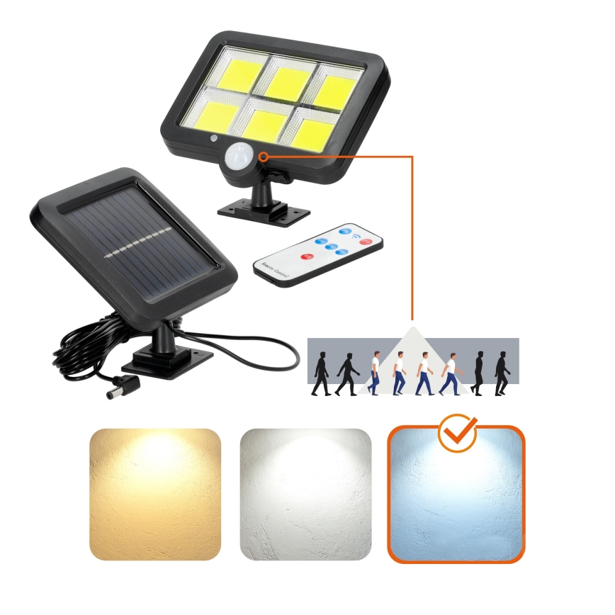 LED Solární reflektor se senzorem LED/1,5W/3,7V 6000K IP44 1200 mAh