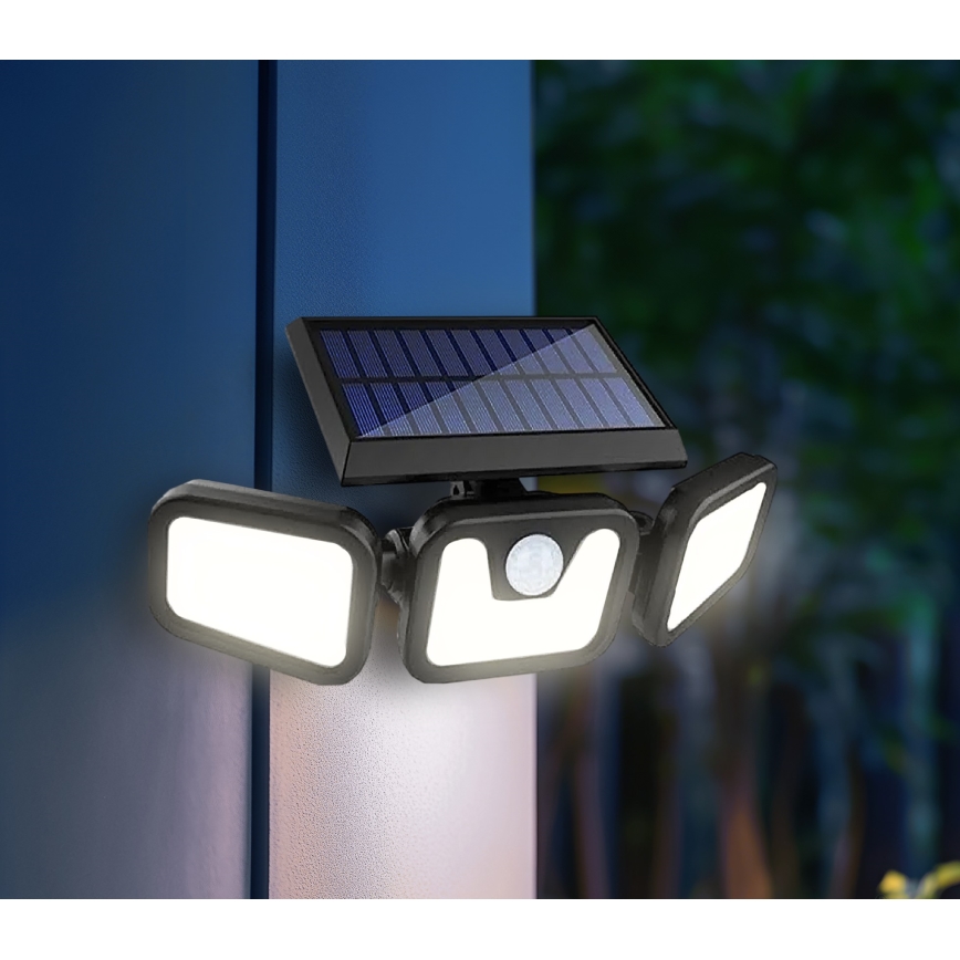 LED Solární reflektor se senzorem LED/1,5W/3,7V 6000K IP44 2400 mAh