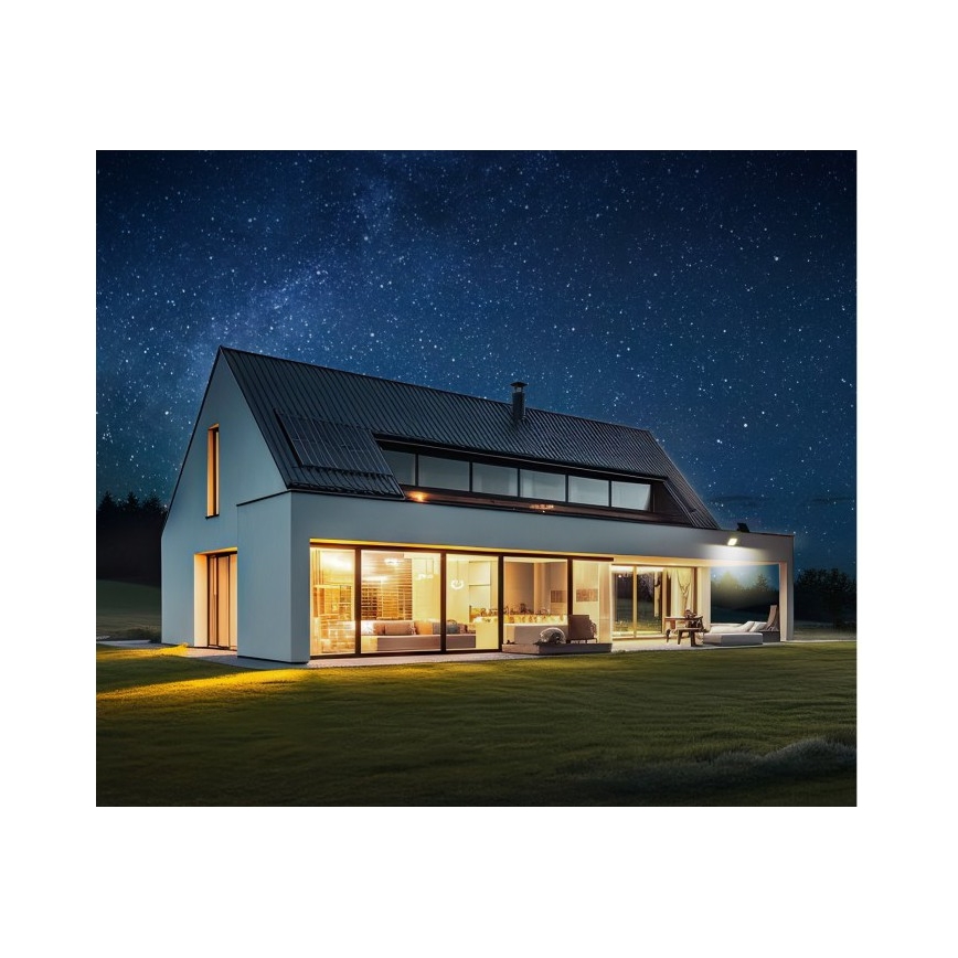 LED Stmívatelný solární reflektor se senzorem LED/10W/3,7V 3000/4000K IP65 3600 mAh + dálkové ovládání