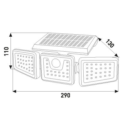 LED Solární reflektor se senzorem LED/14W/3,7V 1800 mAh IP54