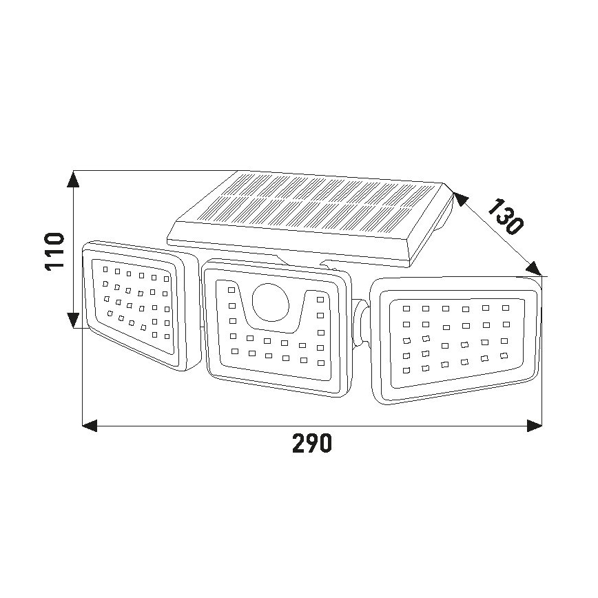 LED Solární reflektor se senzorem LED/14W/3,7V 1800 mAh IP54