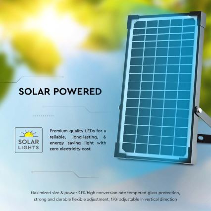 LED Solární reflektor se senzorem LED/30W/6,4V 4000K + dálkové ovládání